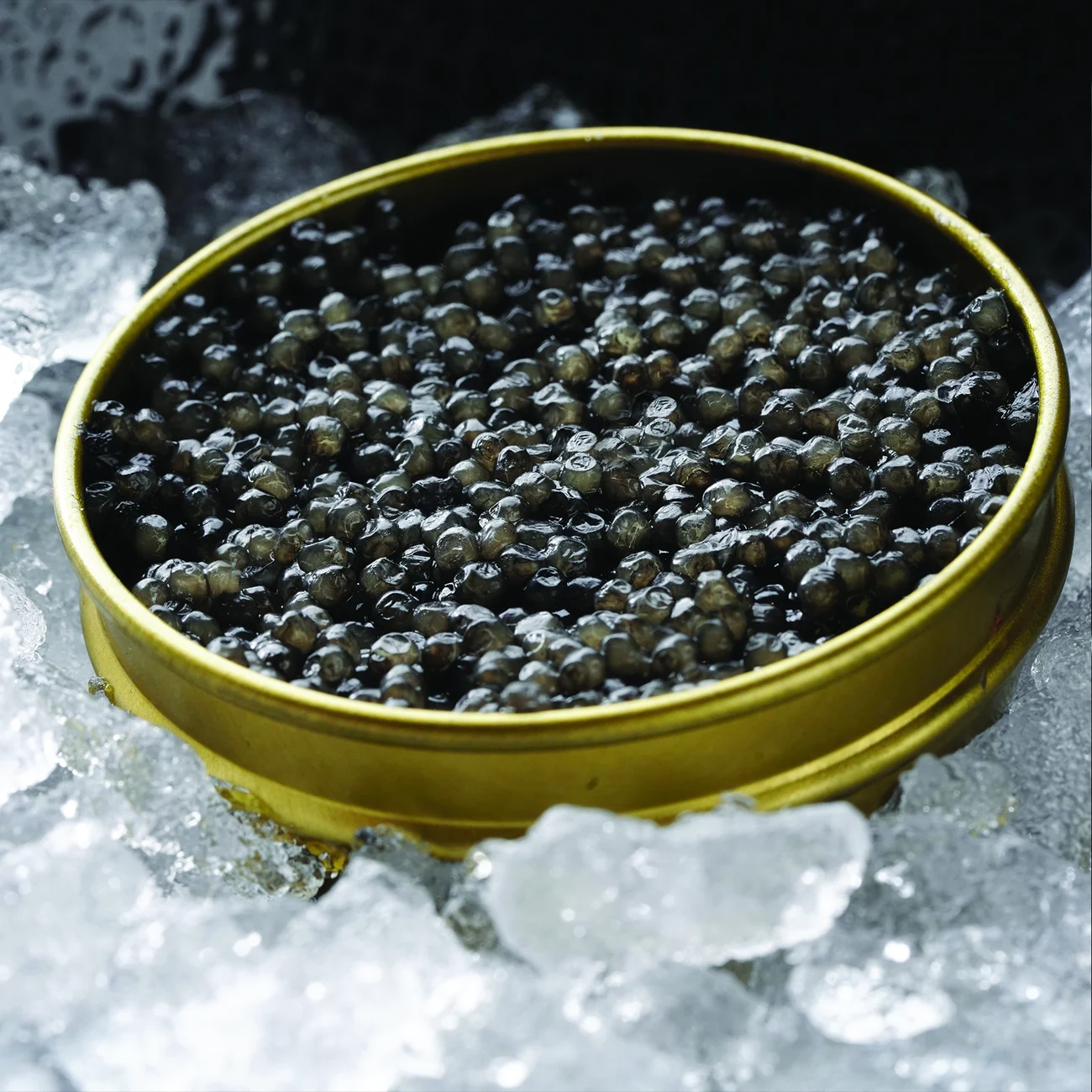 Caspiar caviar tin served over ice